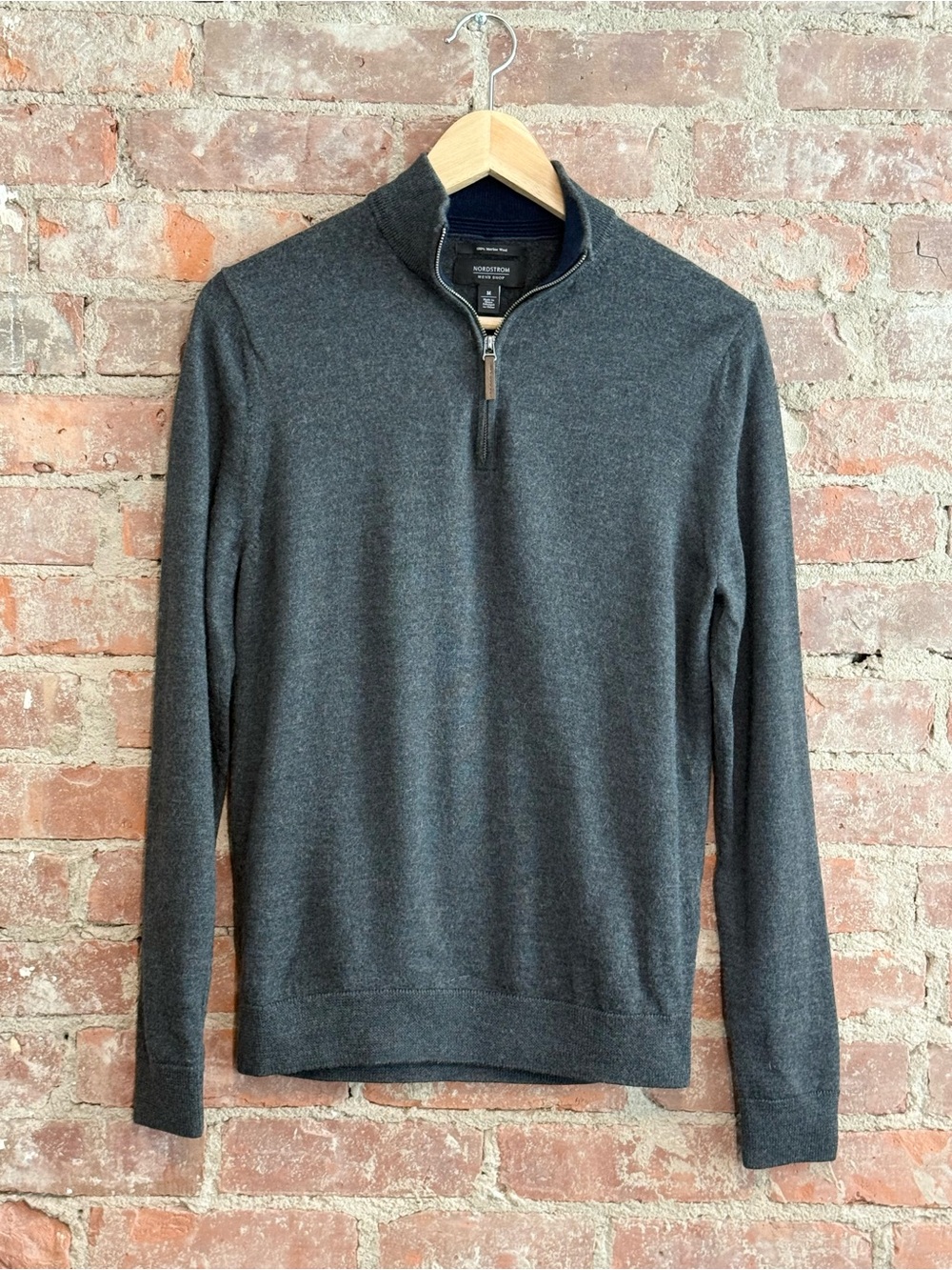 Nordstrom Men’s Shop 100% Merino Wool Half Zip Sweater Gray M
